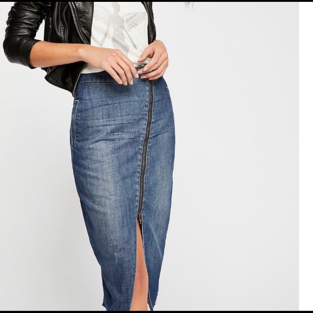 One Teaspoon Blue Denim A-Line Skirt